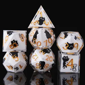 Black Cat Dice-in-Dice Set – Handcrafted Resin Polyhedral Dice | Cute & Charming | The Perfect Valentine’s Gift for Cat-Loving RPG Players
