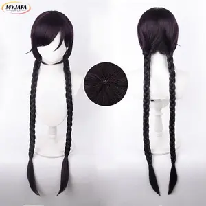 Toko Fukawa Cosplay Wig Anime Danganronpa Long Dark Purple Braids Heat Resistant Synthetic Hair Halloween Wigs + Wig Cap