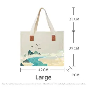 Blank Canvas DIY Tote Bag with Crane Ink Art - Lightweight Reusable Shopper for Beach, Yoga, Daily Errands