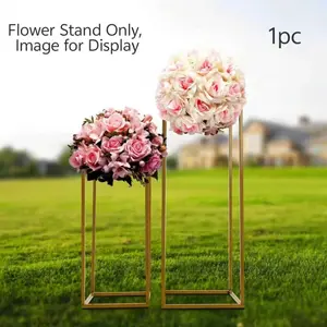 Rectangular Metal Flower Stand Gold Geometric Vase Holder Wedding Dining Table Centerpiece for Party Event Decoration