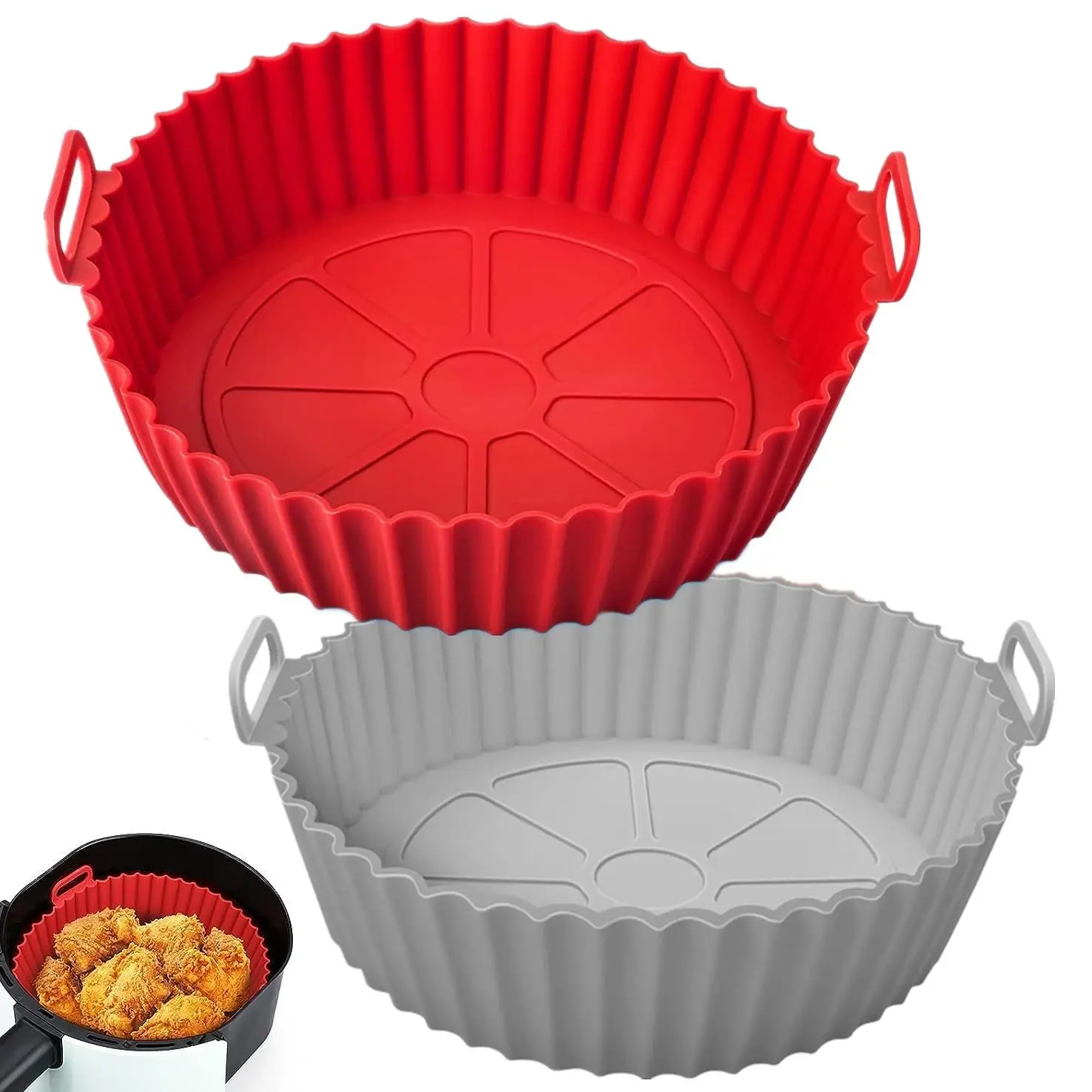 Air Fryer Silicone Liner, 2pcs Reusable Air Fryer Replacement Basket, Fits 3 To 5 QT Air Fryer, Kitchen Gadgets, Kitchen Accessories, Kitchen Utensils