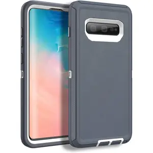 Compatible with  Galaxy S10 Plus Case, 3-Layer Super Protective Full Heavy Duty Tough Rugged Bumper Cover, Shock & Dust Proof, Made for Galaxy s10 Plus Phone Case 6.4" - (Gray/White)