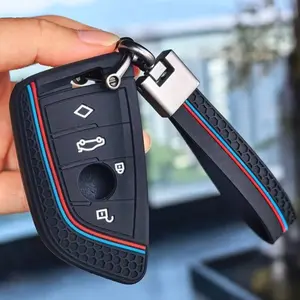 New Design Key Cover with Keychain - for BMW Key Fob Cover Case for X1 X3 X4 X5 X6 3 5 7 Series F15 F16 G30 G11 F48 - Luxury Car Interior Accessories with Scratch Protection & Stylish Design, Remote Control Protection, Precise Button Cutouts