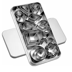 30-Piece Mini Cookie Cutting Box Set, Small Stainless Steel Fruit Vegetable Polymer Clay Cutter, Geometric Mold Kit, Bakeware
