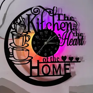 Silent Vinyl Record Wall Clock, Living Room Decor, Home Decoration, Kitchen, Office, Cafe Hanging LED Clock, Christmas Gift, Led Wall Clocks