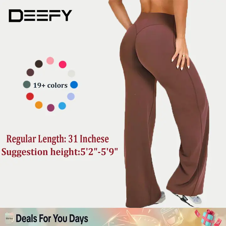 DEEFY SoftMotion Straight Leg Bottoms 31" Inseam Women's Breathable Workout Sportswear Gym Outdoor Yoga Pants - Stretch Tights Joggers Fitness Sports Wide Sweatpants Wide Leg Pants for Women