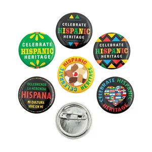 1" Bulk 48 Pc. Mini Hispanic Heritage Multicolor Metal Buttons