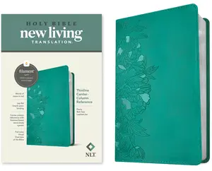 USED-NLT Thinline Center-Column Reference Bible, Filament Enabled (Leatherlike, Peony Rich Teal, Red Letter) by New Living Translation (Imitation Leather)