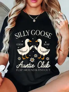 100%25 Cotton Auntie Aunt Silly Goose Mother’s Day Silly Goose Auntie Club T-Shirt