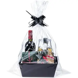 6 Set Baskets for Gifts Empty - Sturdy   Basket Kit for Wrapping , with Cellophane Wrap Pull Bows for Career Advancement Elder Birthday Graduation Business Halloween