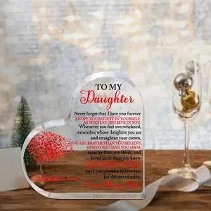 [Acrylic Heart Keepsake] Unique Acrylic Heart-shaped Keepsake Decorative Plaque, 1pc, 2D Flat - Love You for The Rest Of Mine - Exquisite Plaque with Floral Tabletop Decoration, Perfect for Birthday Graduation Wedding & All Occasions, Home Ornament, Daugh