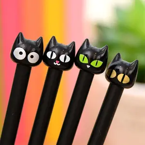 Creative Cat Gel Pens Set, Gel Ink Fluidity, Expressive Cat Signature Pens, Signature Pen Feature, Large-Eyed Cat Dolls, Office & School Use, 4 Pieces