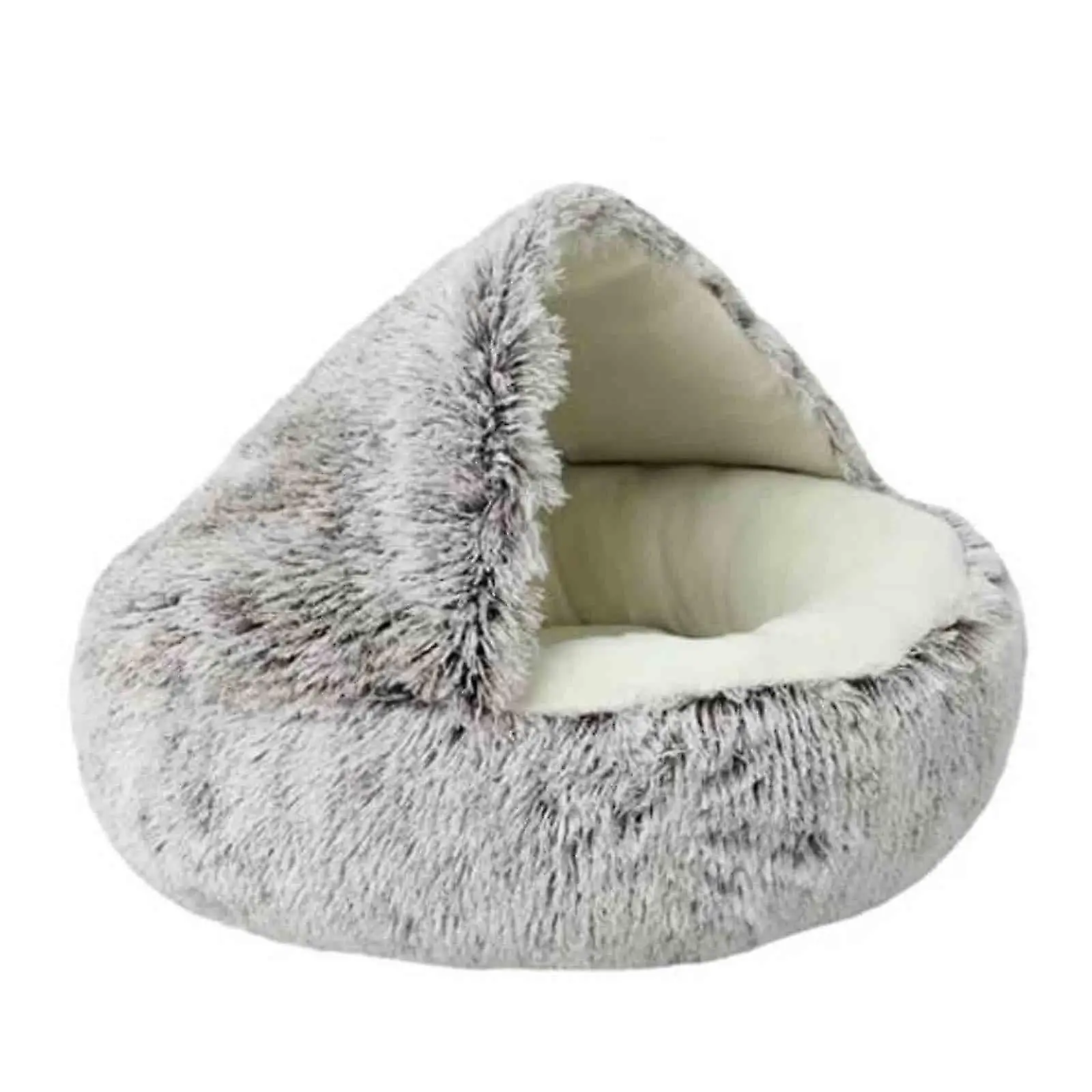 Calming Dog Beds & Cat Cave Bed with Hooded Cover,Removable Washable Round Beds for Small Medium Pets,Anti-Slip Faux Fur Fluffy Coved Bed,Fas