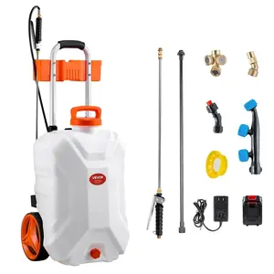 Battery Powered Portable Backpack Sprayer, 0-90 PSI Adjustable Pressure, 4 Gallon Tank, Back Pack Sprayer with 8 Nozzles and 2 Wands, 12V 8Ah Battery, Wide Mouth Lid for Weeding, Spraying, Cleaning  Summervibes