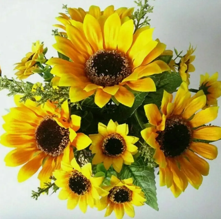 26-Piece Artificial Silk Sunflower Bouquets, Lifelike Fake Floral Arrangements, Low-Maintenance Decorative Warm Home Decor for Renters, Living Space Refreshers