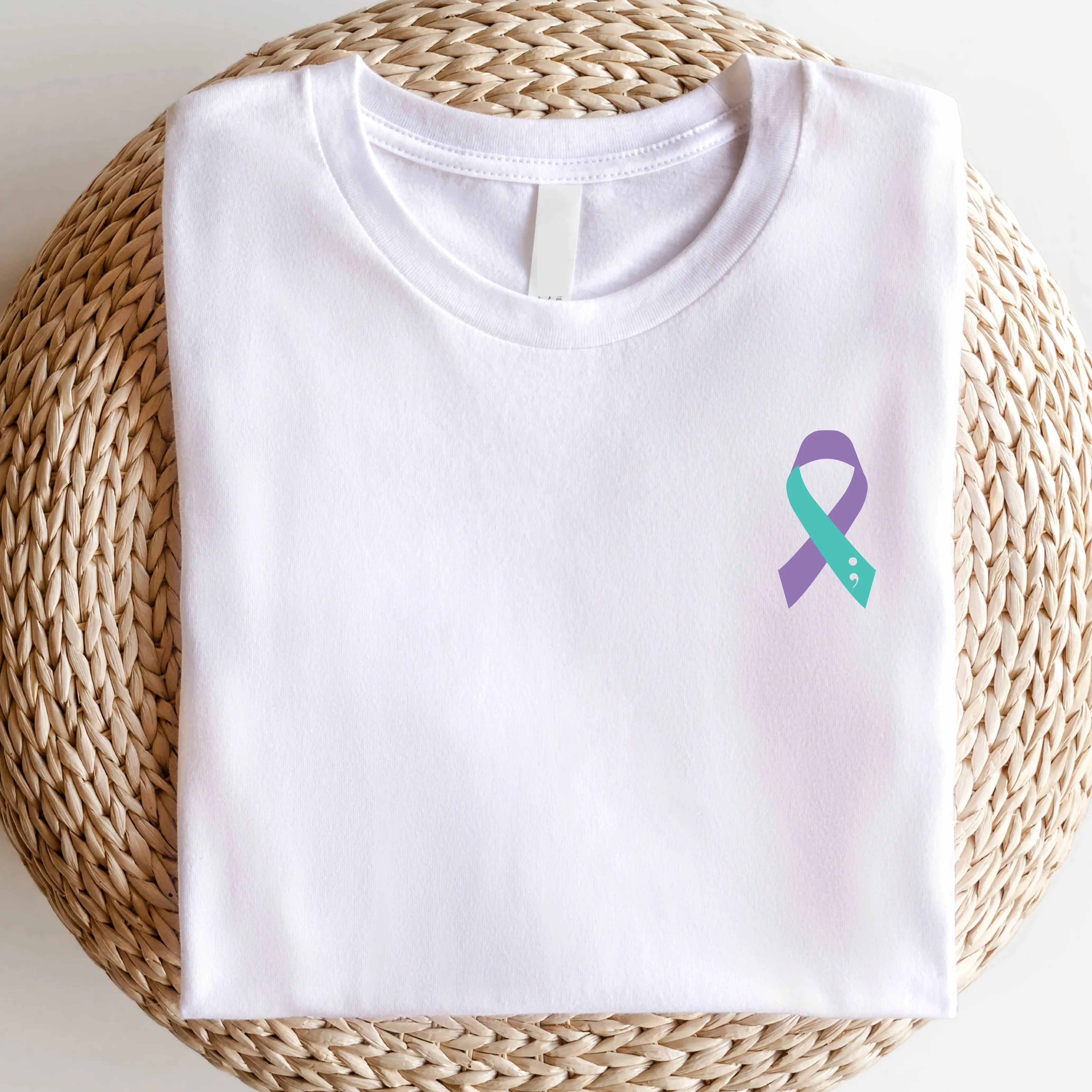 Suicide Awareness Ribbon Pocket Size T-shirt, Mental Health Awareness Shirt, Therapist Tee, Suicide Prevention Ribbon Shirt, Psychologist T-shirt, Mental Health Hope Ribbon Shirt
