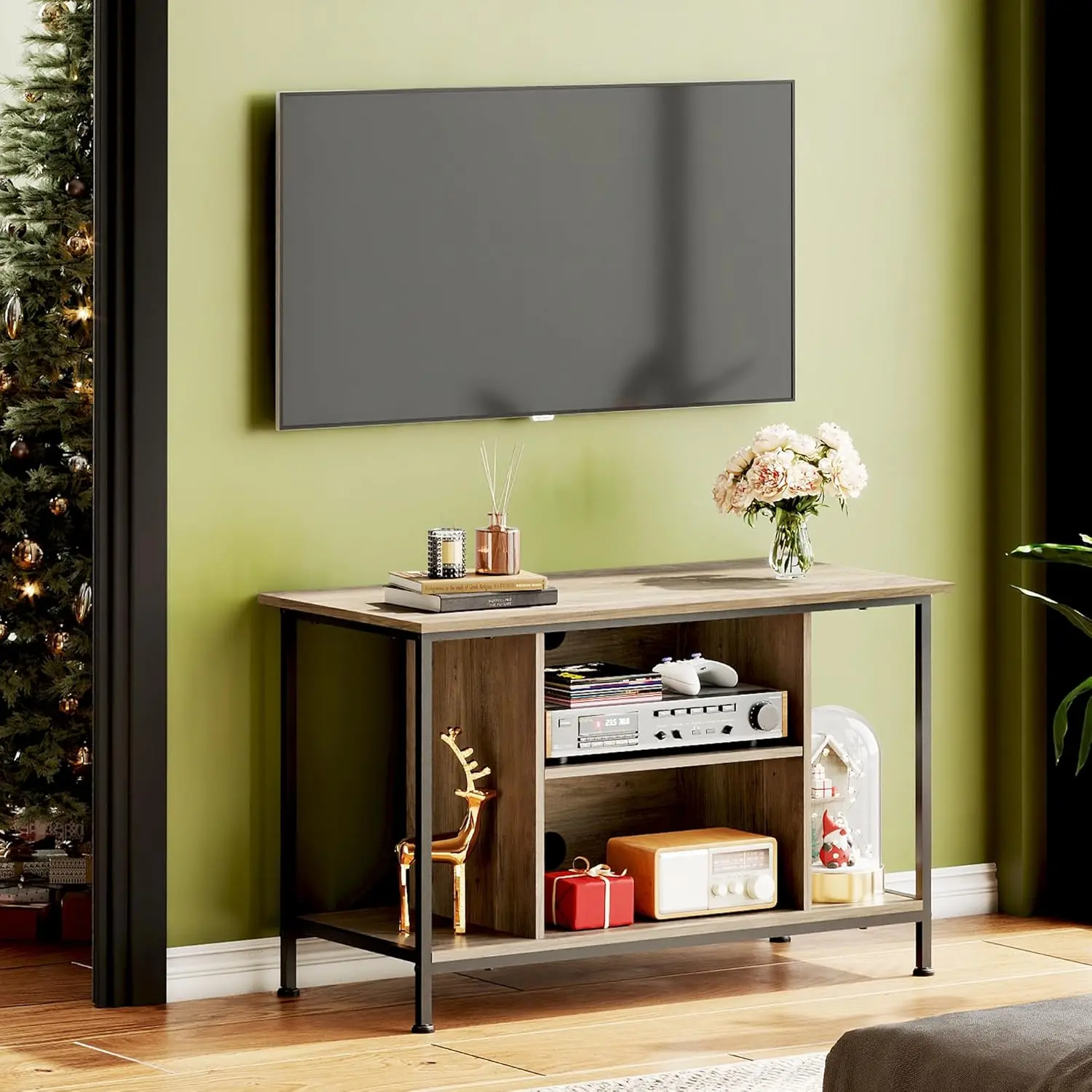 WLIVE TV Stand for 32 Inch TV, Small TV Entertainment Center with with Storage Cabinet, Industrial TV Stands for Living Room, Bedroom and Corner, 32" TV Console