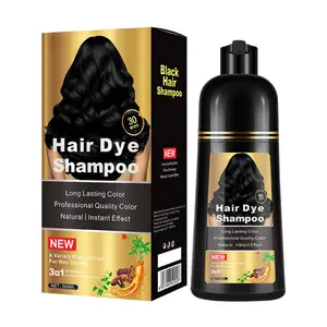 Black Hair Shampoo - 3-in-1 Instant Hair Color with 100% Grey Coverage Herbal Ingredients Gentle Nourishing Formula Long-lasting Shine Easy to Use for All Hair Types