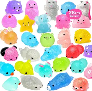 Easter gifts Squishies 28pcs Mochi Squishys Toys 2nd Generation Party Favors for Kids Birthday Gift for Girl Boy Glitter Mini Squishy Mochi Animal Squishies Stress Relief Toy Xmas Gift for Kid Adult, Random