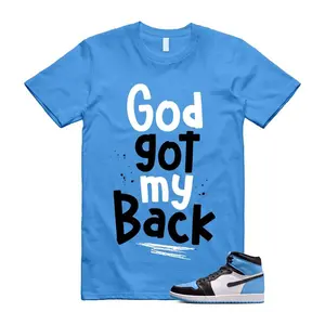 1 UNC Toe University Blue Black White High OG T Shirt Match GOD