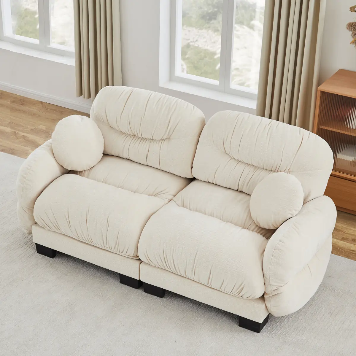 81.8" Cloud Modular Sectional Sofa Couch for Living Room, Chenille Loveseat Configuration, Assembly Required, Perfect for Small Apartment Minimalist Neutral Style, Elegant Beige