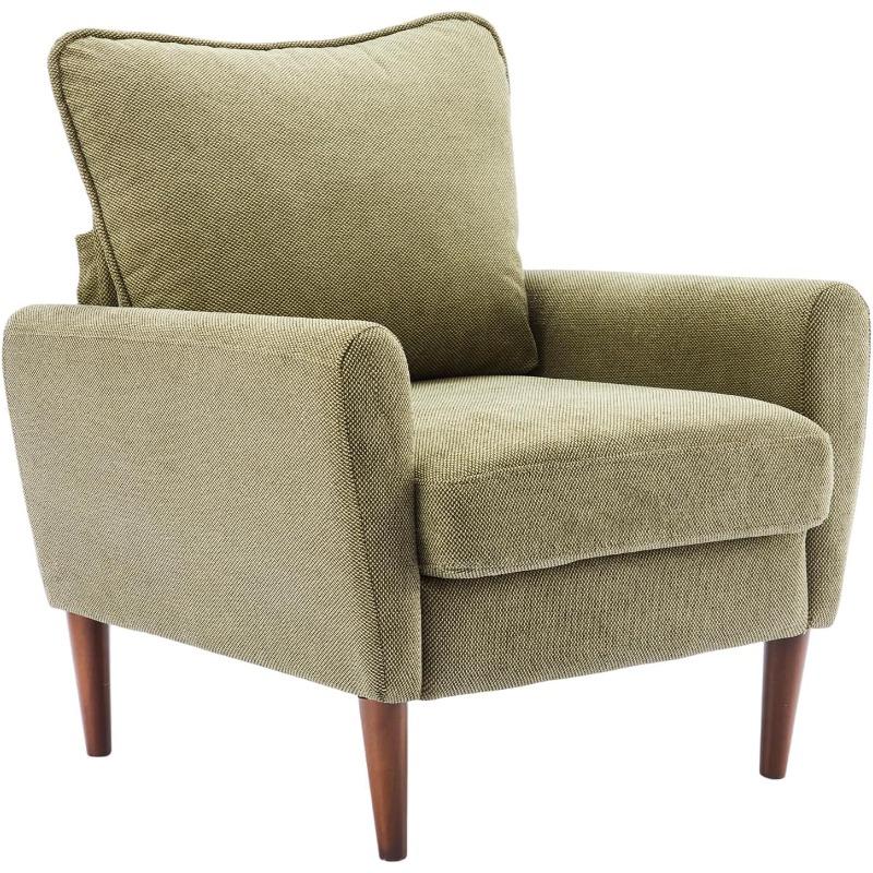 Accent Chair for Living Room Chairs Light Brown Reading Chair for Bedroom Scooped Arm Chair Mid Century Modern Accent Chairs Upholstered Comfy Chair for Apartment, Waiting Room A reading chair with cushioned seat and wooden legs, along