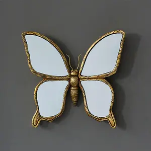 Butterfly Design Wall-mounted Decorative Mirror, 1 Count Vintage Resin Butterfly Wall Hanging Decor Home Decor for Living Room or Bedroom