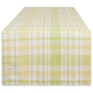 Design Imports 14" x 108" Lemon Bliss Plaid Tab le Runner