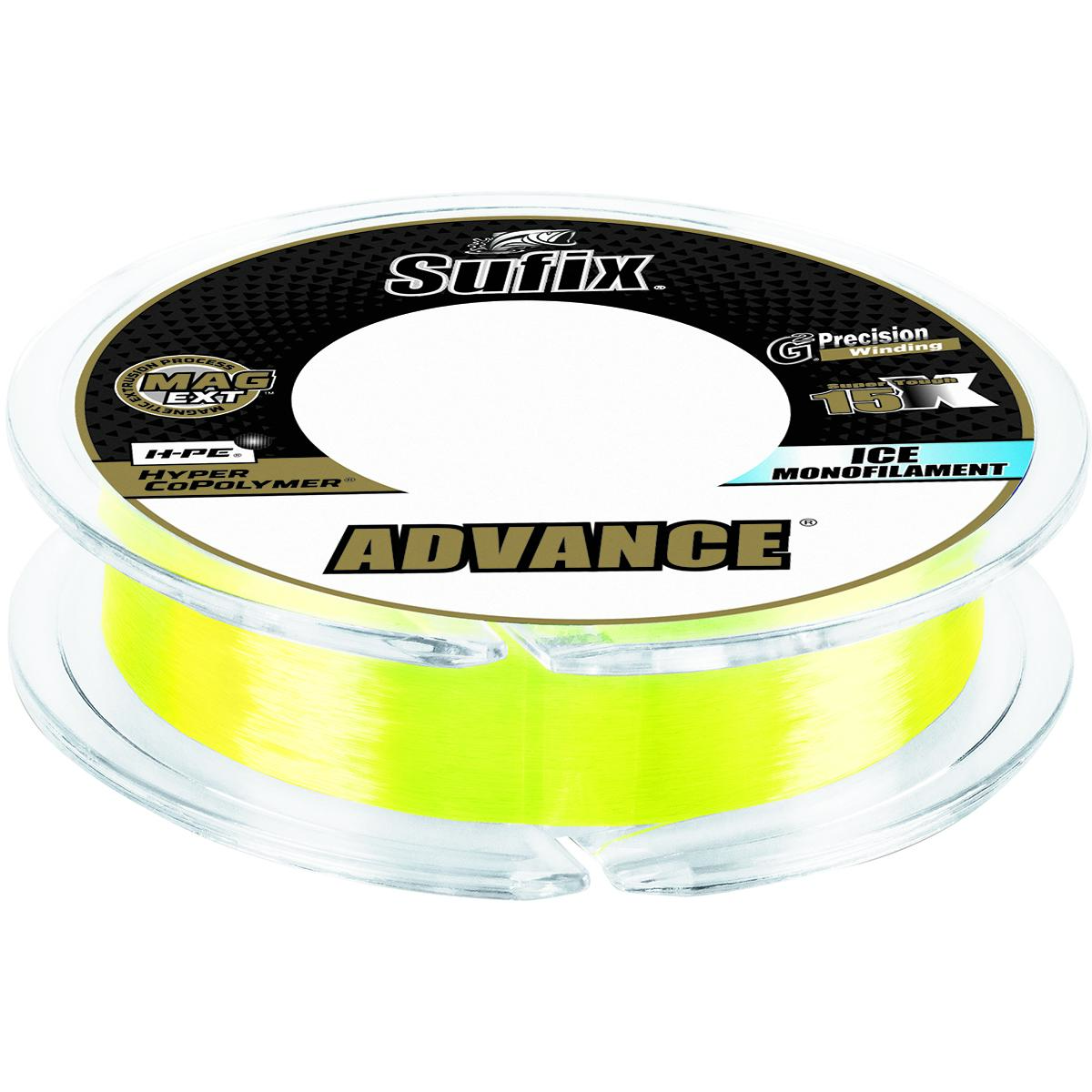 Sufix Advance Ice Monofilament Fishing Line, Neon Lime, 100 Yard Spool