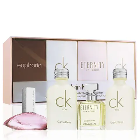 Calvin Klein CK Women’s 4-Piece Mini Fragrance Gift Set – 2x CK One EDT 10ml + Eternity 5ml + Euphoria 4ml – Travel & Gift Set