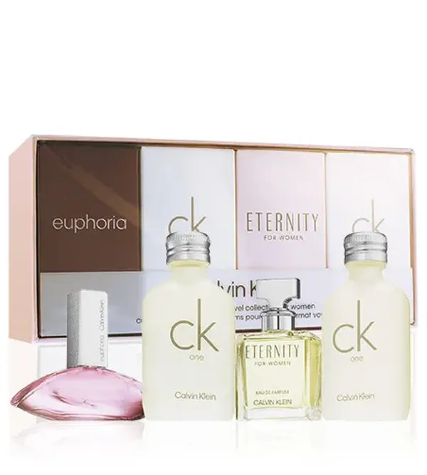 Calvin Klein CK Women’s 4-Piece Mini Fragrance Gift Set – 2x CK One EDT 10ml + Eternity 5ml + Euphoria 4ml – Travel & Gift Set
