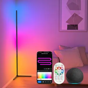 Smart LED Floor Lamp RGB, Color Changing Corner Lamp, Wi-Fi APP Remote Control, Alexa & Google Home Voice Control, 16 Million DIY Colors, Music Sync, Standing Lamp for Living Room Bedroom Gaming