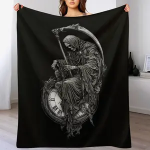 La Santa Muerte Delas Day of Death Time  Soft Flannel Throw Blanket,All Season Cozy Knitted Thermo-RegulatingCover,Lightweight Fabric,Perfect For Napping,Christmas Present