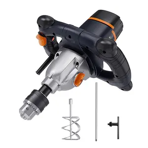 Single-Paddle Concrete Mixer (R6212 Model) - 13A, 1600W Power, 5/8" Keyed Chuck, Large Paddle, Die-Cast Gears, Soft Start Function, for Mortar Mix