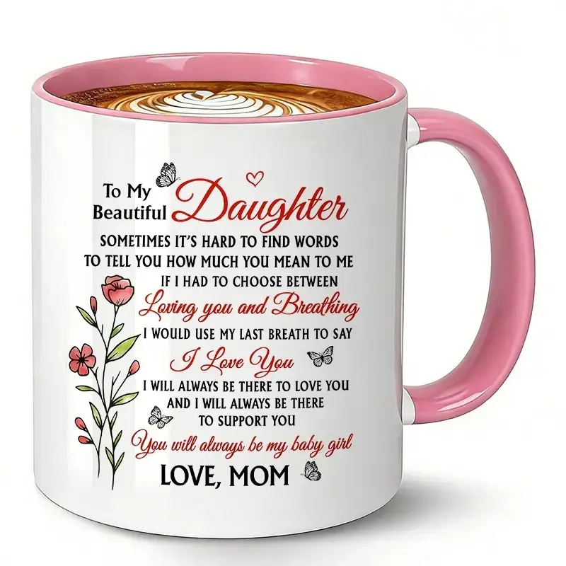Heartfelt Mom Coffee Mug, Moms Mug, 11oz Ceramic Cup for Daughter, Perfect Mother's Day Birthday Christmas Gift, Expresses Love & Affection, Ceramic Printed Drinkware
