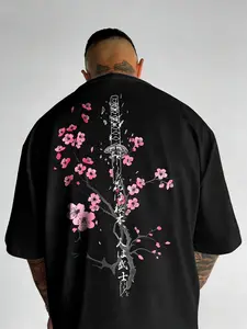 Unisex Japanese casual streetwear style, featuring prints of cherry blossoms, Floral, and samurai swords. Loose, relaxed fit. Stylish, versatile for various occasions. Perfect for those who enjoy Japanese culture. A great gift for boyfriends, suitable f