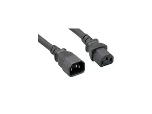 Nippon Labs 14 AWG IEC320 C13/C14 AC Power Cord Extension, SJT, 15A/250V, IEC-60320-C14 to IEC-60320-C13, 6ft.Black Power Cable