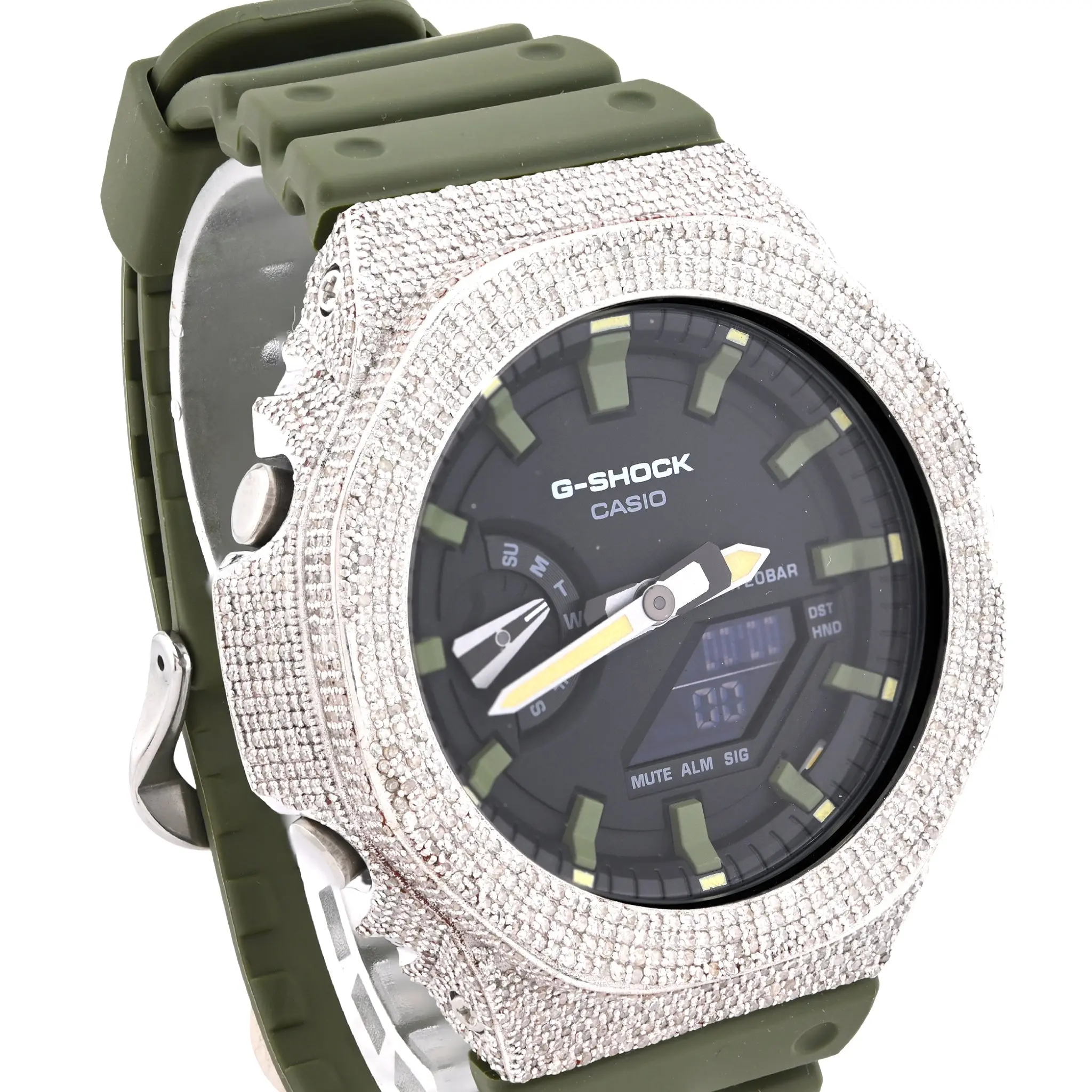 G-Shock 2100 5CT Natural Diamond Green Band Black Face Watch
