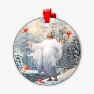 Personalized Jesus and Cardinals Porcelain Ornament sublimation ornaments