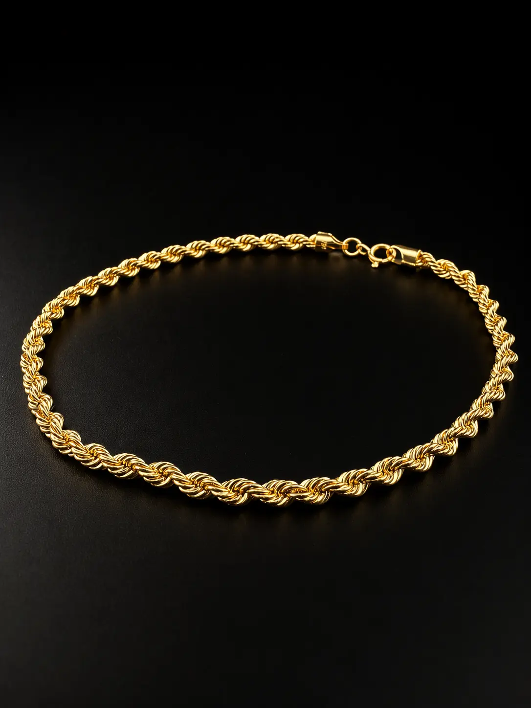 18K Italy Gold Rope Chain Bracelet – 8"