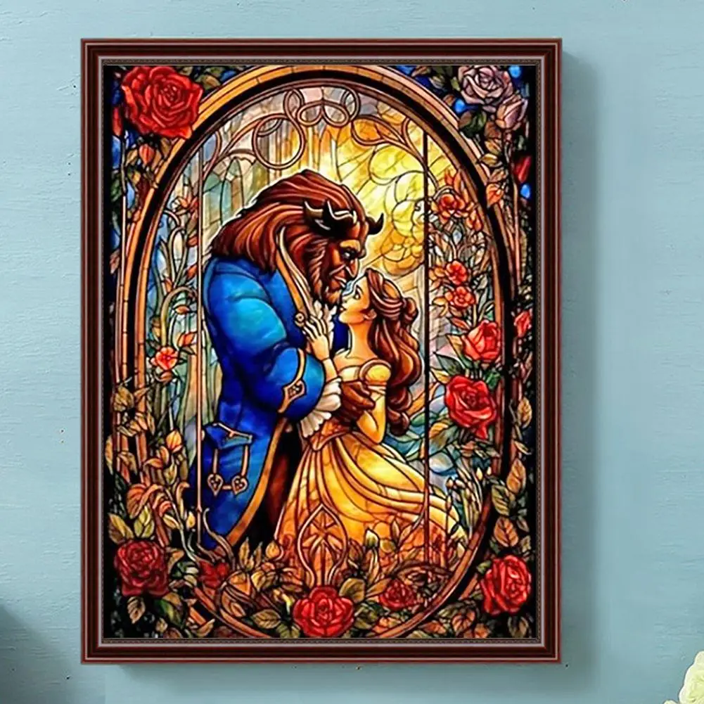 Beauty & Beast Pattern DIY Diamond Arts Colorful Painting Kit without Frame, DIY 5D Diamond Arts Colorful Painting for Bedroom Wall Craft Decoration