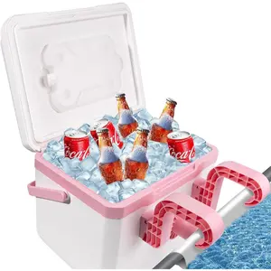 13L Pool Cooler, Insulated Hard Cooler with Handle & Hanging Bracket, Keeps Drinks Cold for 3 Days, Portable Poolside Drink Cooler for Above-Ground Pools, Camping, Fishing