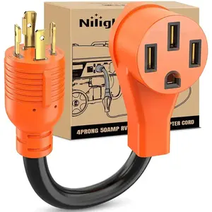 Nilight 4Prong 30AMP to 50AMP RV Generator Adapter Cord, Pure Copper, Twist Lock