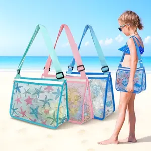 Premium Kids Beach Toy Mesh Bag - Zippered Sand Toy Tote, Shell Collection Pouch for Swim Gear Storage, Ideal Picnic & Grocery carry-All for Boys and Girls. Top Choice in Children's Toy Market.