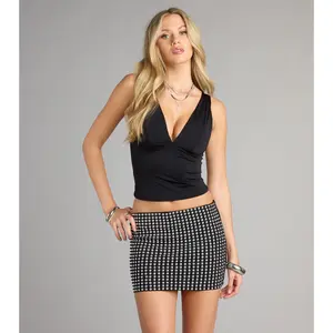 Turn Up The Studs Mini Skirt