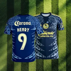 9# Henry Martin 25 26 Mexico LIGA MX Club America Away Blue Short Sleeve Soccer Jersey Fans Version Breathable