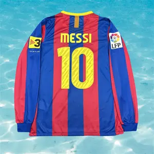 10 11 Home Retro Messi #10 Long sleeve Soccer jersey