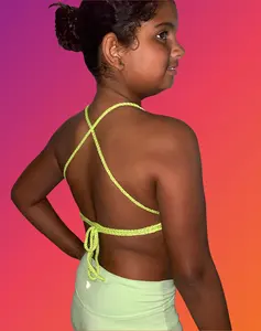 Bold & Passionate Crop Top - White Crochet Design with Lime Green Accents for Summer Casual Wear