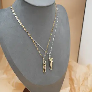 Simple Couple Hug Copper Pendant Necklace Romantic Stainless Steel Necklace For Couple Fashion Women Jewelry  Accessories