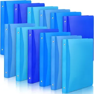 12 count 3 Ring 0.75 Inch Plastic Binders Flexible Soft Binder with Pocket 200 Sheets Paper Round 3 Ring Letter Size for School Office Meeting Supplies